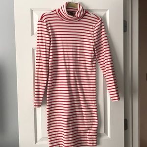 JCrew Red and white striped turtleneck dress